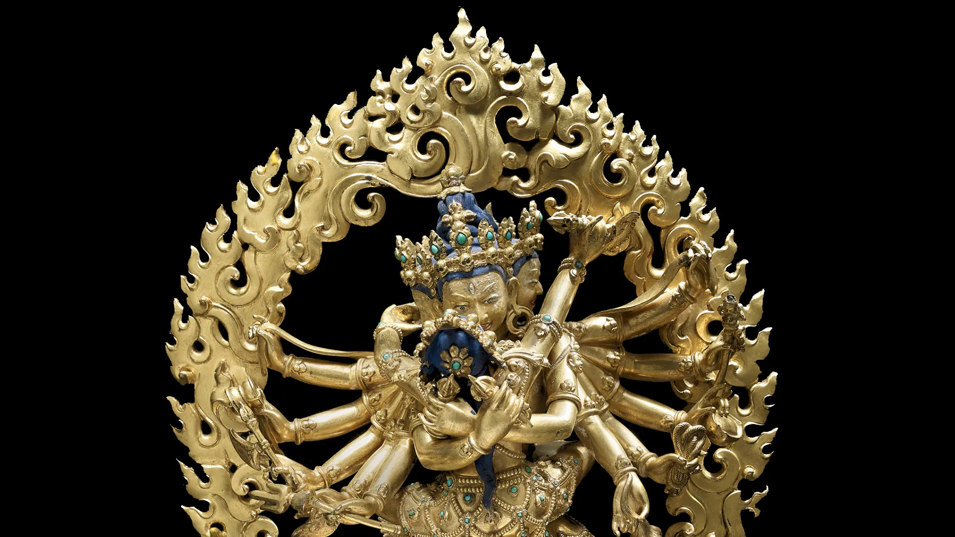 A gilt copper alloy figure of Chakrasamvara