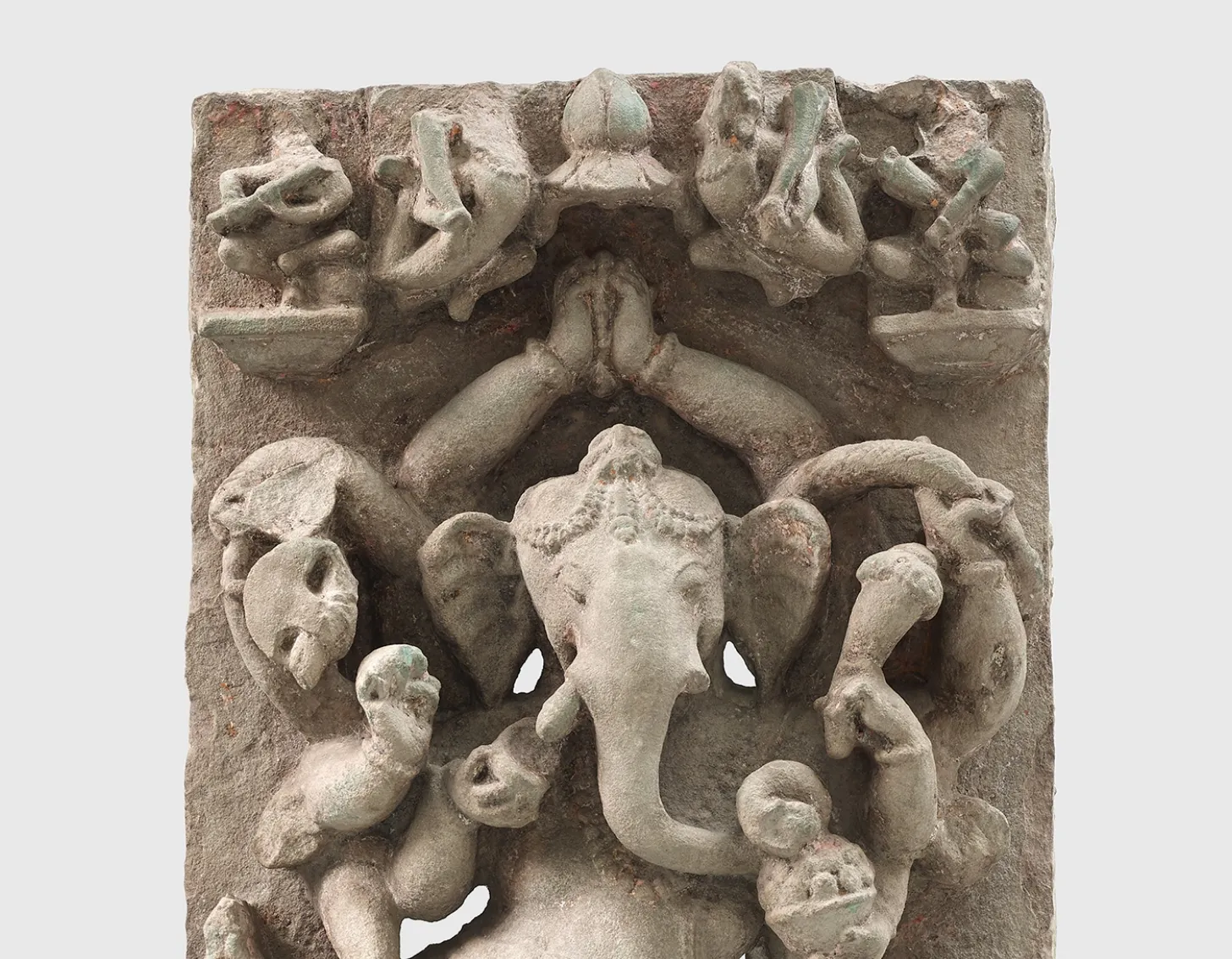 Close up look of : A sandstone stele of Ganesha