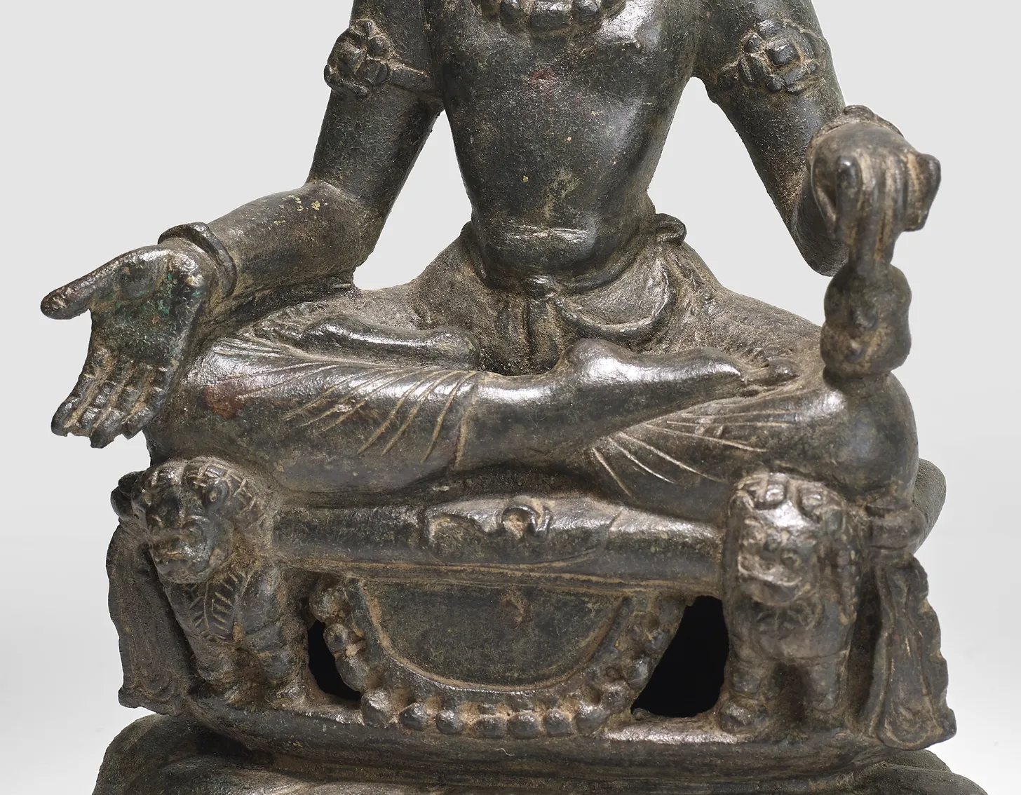 Close up look of : A copper alloy figure of Maitreya