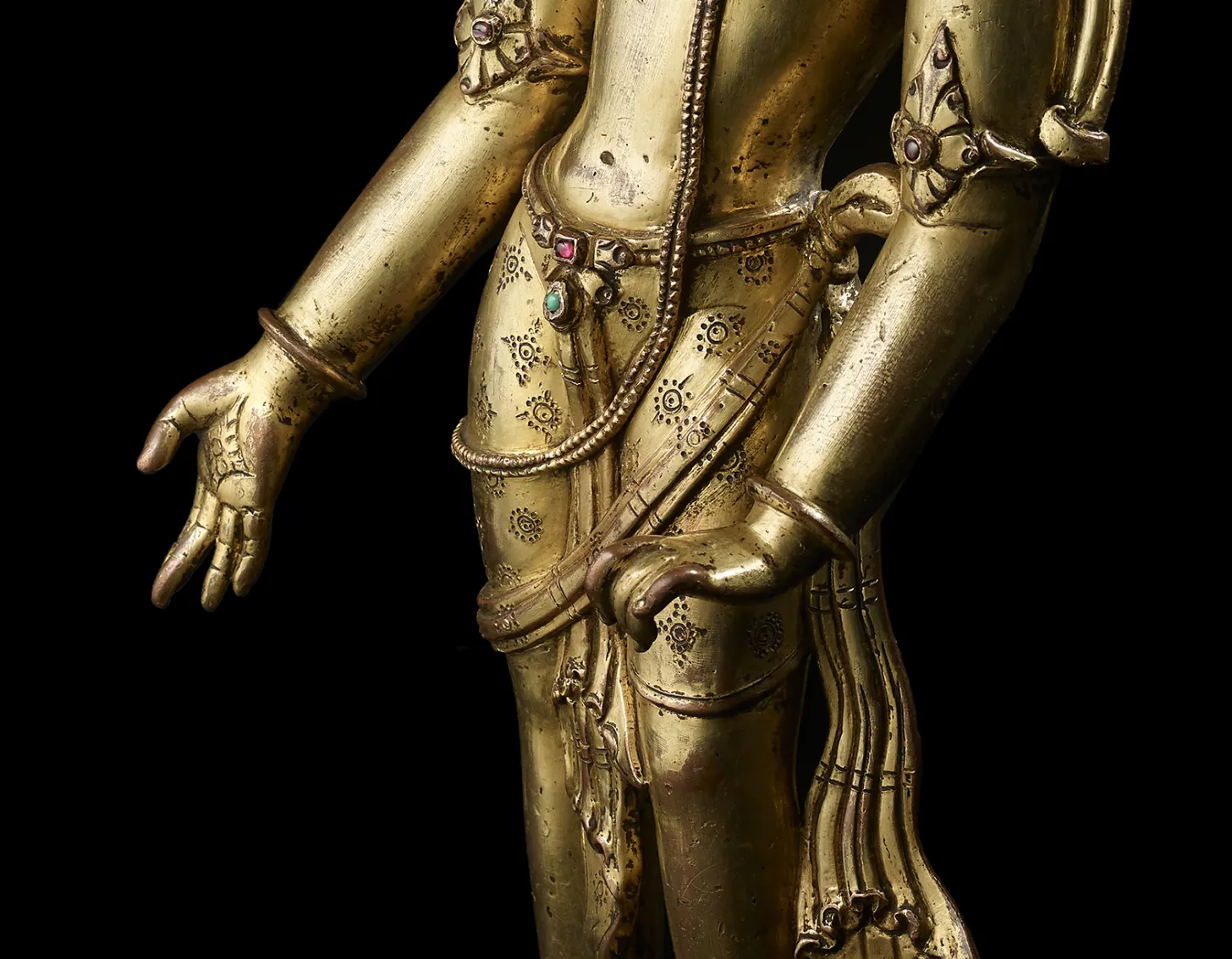 Close up look of : A gilt copper alloy figure of Padmapani