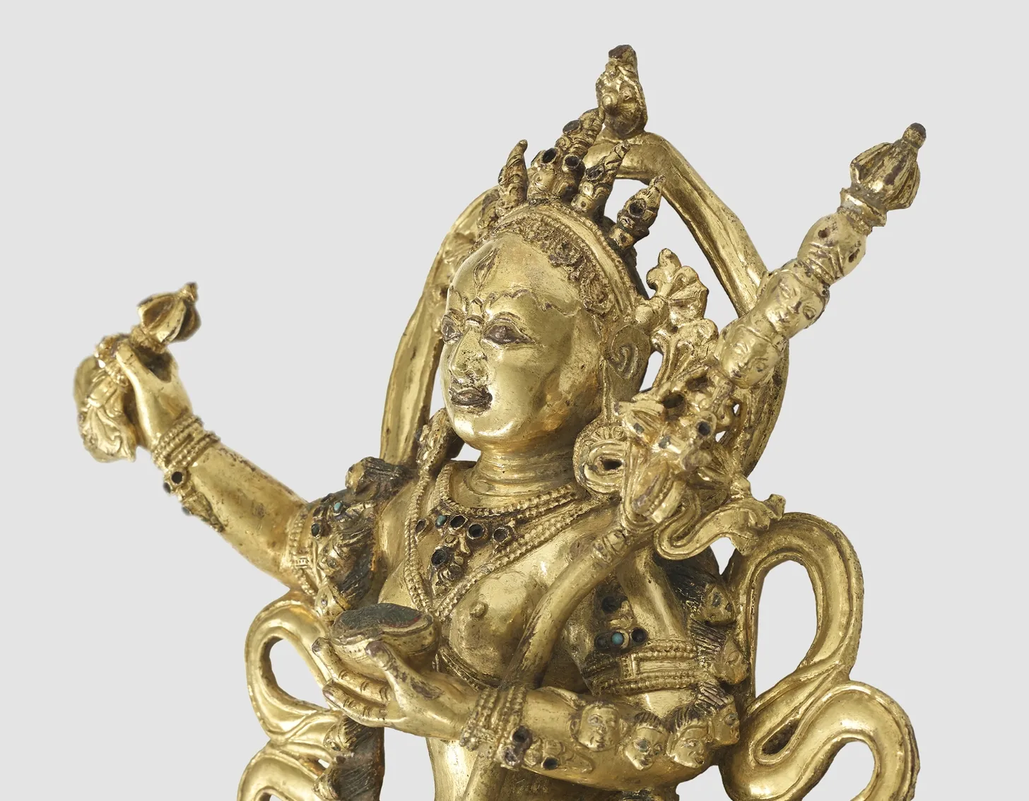 Close up look of : A gilt copper alloy figure of Vajrayogini