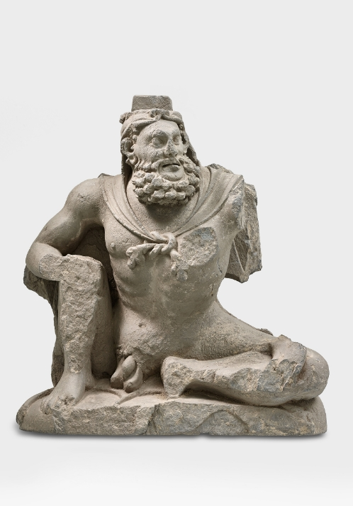 A grey schist figure of Atlas