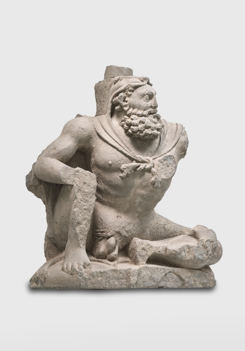 A grey schist figure of Atlas