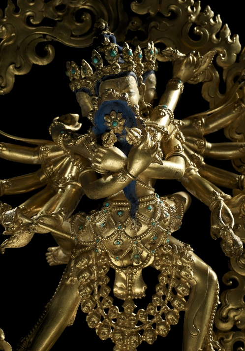 A gilt copper alloy figure of Chakrasamvara