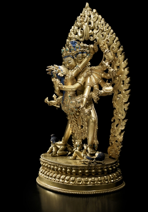 A gilt copper alloy figure of Chakrasamvara